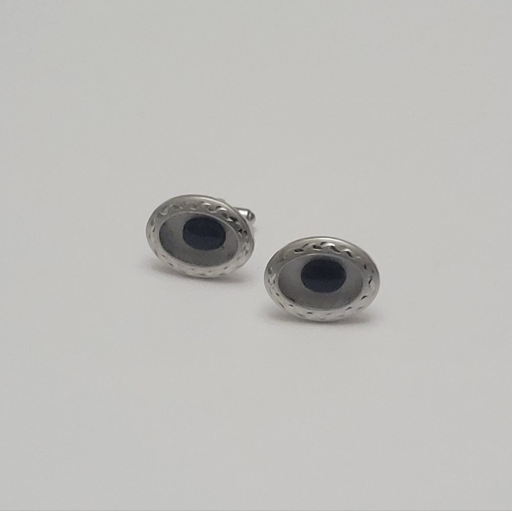925 Sterling Silver Antique JML Etched Oval Cufflinks